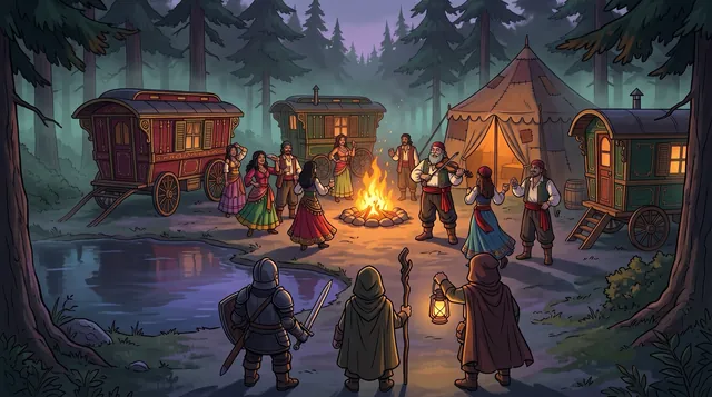 Storybook: a Vistani camp at Tser Pool