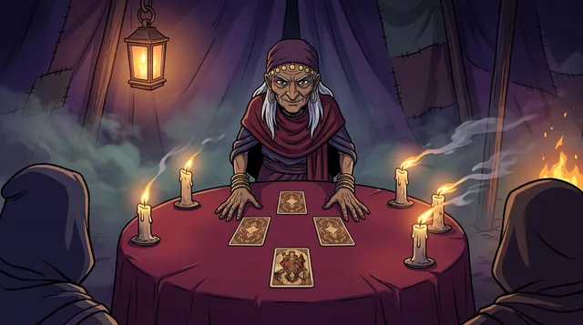 Storybook: Madam Eva lays out the Tarokka cards